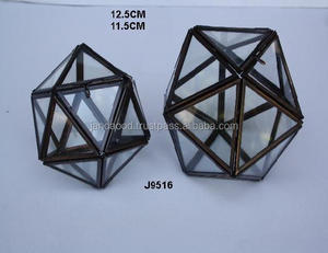 กล่องแก้วรูปทรงเรขาคณิตพร้อมอุปกรณ์ทองเหลืองในกล่องเครื่องประดับเคลือบทองแดงโบราณกล่องแก้วของขวัญอเนกประสงค์ - Product Image 3