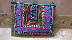 Indian Modern Bohemian Summer Embroidery Designer Handmade <b>Beaded</b> Messenger Bags Light Weight <b>Large</b> Capacity Women Evening Bags - Product Image 2