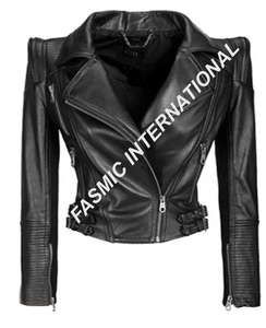 Chaqueta ajustada de cuero marrón para mujer, abrigo personalizado - Product Image 4