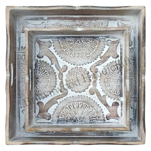 Logo personnalisé bois de manguier naturel sculpté à la main grand plateau vente chaude Restaurant & Hôtel utiliser plateau en bois fabricant exportateur - Product Image 4