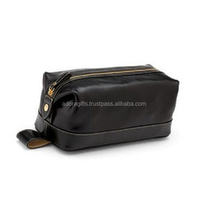 Bolsa de maquillaje de cuero genuino, bolso de maquillaje personalizado con cremallera - Product Image 1