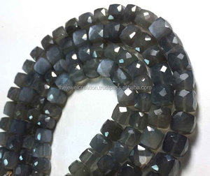 Caja facetada de piedra lunar gris Natural de 7mm y 8mm, hebra de cuentas de piedras preciosas para la fabricación de joyas, collar, pulsera, proveedor a granel, tendencia - Product Image 2