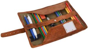 Vintage En Cuir Stylo Crayon Étui à Roulettes - Product Image 2