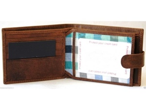 Executive Cowhide Leather <b>Wallet</b> Bifold Card <b>Holder</b> with ID Window Button Closure for Business Men Bifold <b>Wallet</b> - Product Image 5