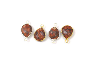 Jaspe de plata de ley hecha a mano, piedra preciosa natural, bisel facetado en forma de pera para conector bohemio, joyería chapada en oro para - Product Image 1