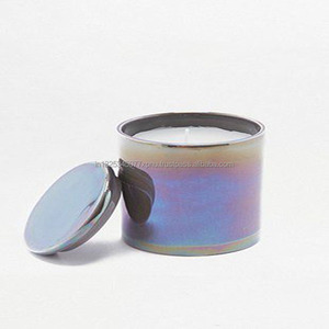 Pot à bougie en verre ambré avec couvercle en métal Élégant autres bougeoirs lanternes et vases - Product Image 3