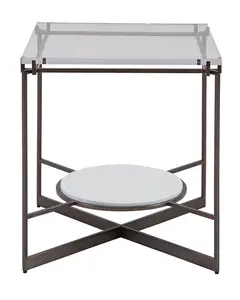 ミラートップとイタリアンマーブルベースの錬鉄製テーブル