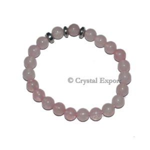 Best Price <b>Gemstone</b> Rose Quartz <b>Bracelets</b> Hand Crafted Beaded <b>Bracelets</b> - Product Image 1