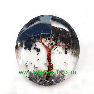 Pendentif orgone en tourmaline noire fait à la main pierre précieuse en cristal de style Feng Shui pierre précieuse et agate avec motif orgonite - Product Image 1