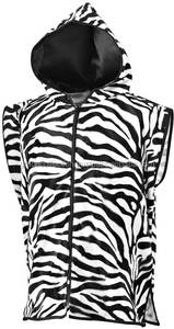 Débardeur à anneaux pour femme, veste en soie à capuche courte, sans manche, couleur unie, noir, blanc - Product Image 2