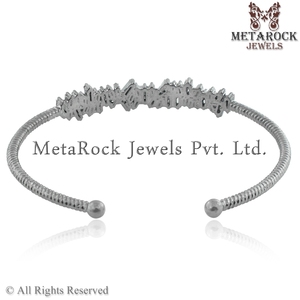 MetaRock-pulsera de plata de ley 925 con diamantes de Baguette, brazalete abierto hecho a mano - Product Image 5