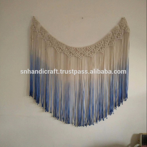 งานฝีมือทำมือ ผ้าม่านแขวนผนังแบบมาคราเม่ ผ้าม่านย้อมสีแบบ Dip Dye ผ้าม่านมาคราเม่ขนาดใหญ่ มาคราเม่สไตล์โมเดิร์น - Product Image 1