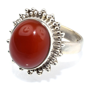 Bagues en argent Sterling 925 de cornaline Orange de forme ovale, vente en gros de bijoux en argent - Product Image 3