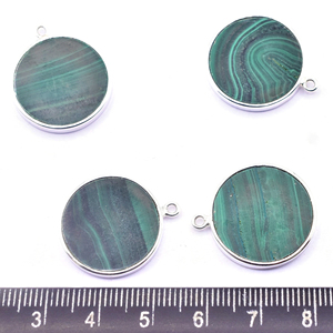 Malachite forme ronde 925 lunette en argent sterling plaqué argent pendentif fabrication de bijoux faits à la main - Product Image 3
