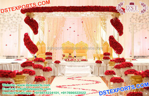 Acryl Kristal En Bloem Versierd Mandap <span class=keywords><strong>Crystal</strong></span> Ingericht Mandap Set Indiase Bruiloft Mandaps Fabrikant