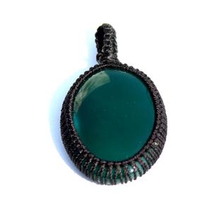 Macramé de ónix verde bohemio, colgante de envoltura de cordón, forma ovalada espiritual, Budismo budista, piedra curativa de cristal, Piedras Naturales - Product Image 2