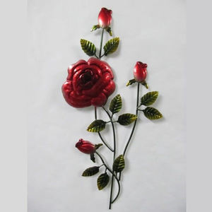 Décoration d'intérieur Fleur rouge Art mural en métal - Product Image 1
