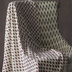 <b>White</b> Base Block Print Luxury Cotton <b>Throw</b> <b>Blanket</b> for Home Decor Wholesale <b>Throw</b> for Living Room Decor - Product Image 2