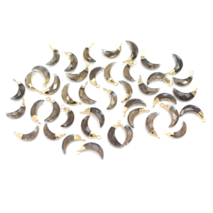 Pendentif en quartz fumé de 16 à 18 mm avec bélière en forme de lune plaqué or pour la fabrication de bijoux - Product Image 4