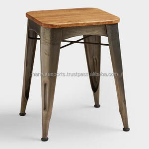Tabouret élégant en bois massif et métal pour la décoration des armoires de salon à la maison Mobilier de maison à usage général - Product Image 1