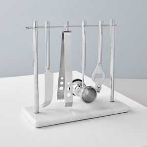 Bartool Set with Marble Stand Copper and Stainless Steel Barware Kit for <b>Cocktail</b> Mixing Shaking and Measuring <b>Home</b> or <b>Bar</b> Use - Product Image 2