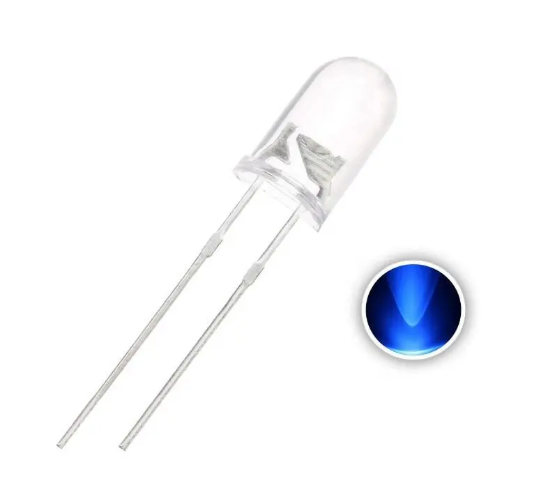 5ミリメートルBlue LED Diode Lights Clear Round Transparent DC 3V 20mA Super Bright Lighting Bulb Lamps Electronics Components Lightチューブ