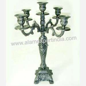 Nuevo candelabro de aluminio antiguo pátina gris para candelabro de Navidad Pilar de vela asequible a granel hecho a mano - Product Image 2