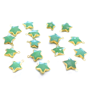 Chrysoprase Chalcedony 14-16mm Brass Pendant Star Shape Gold Plated Faceted With Bail Jewellery Findings & Components - Product Image 1
