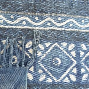 Wholesale 5x8 Feet Accent Area Carpet, Large Size Antique Indigo Vegetable Dyed Dhurrie, Vintage Style Floor Rug - Product Image 3