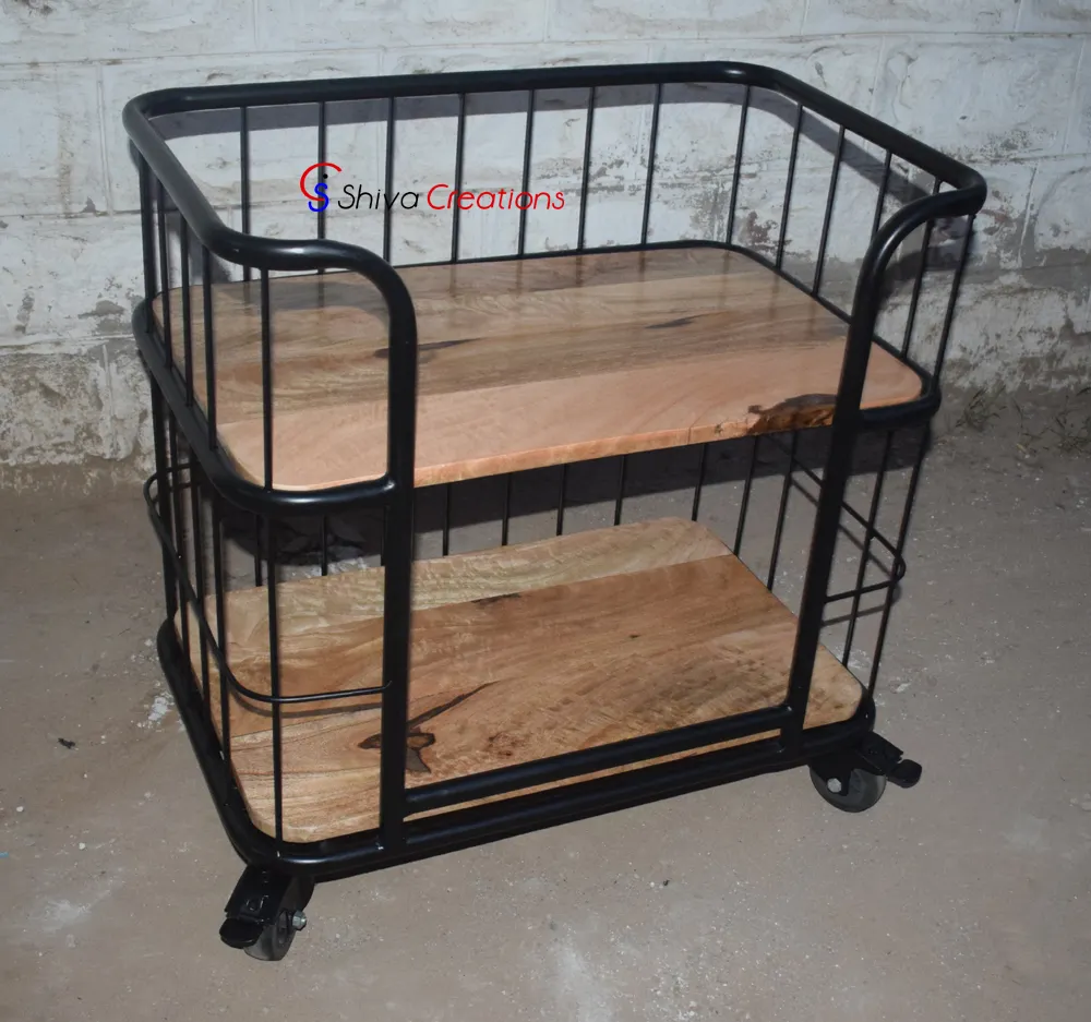 Industrial Open Shelf Metal Wood Living Room Display Rack Furniture Wholesale Price Wooden Furniture