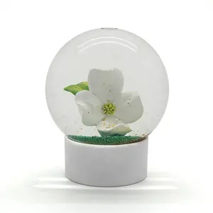 custom glass snow ball cheap FLOWER snow globe