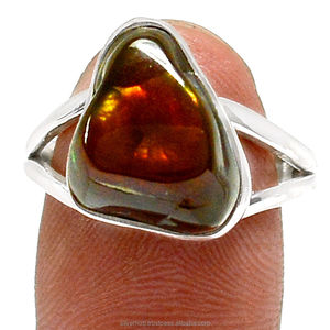 แหวนเงินแท้ 925 ประดับด้วยพลอยไฟเม็กซิกันธรรมชาติทรงคาโบชองเรียบ แหวนสำหรับงานแต่งงานและงานปาร์ตี้ ราคาโรงงาน - Product Image 1