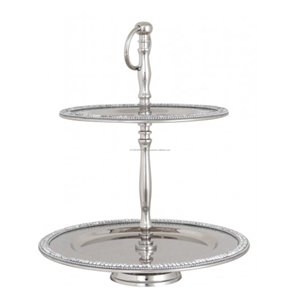 Platos de servir de dos niveles plateados para el hogar y bodas - Product Image 5