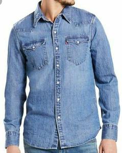 Vêtements restants grande taille solide hommes Denim coton à manches longues bouton couverture été chemises décontractées vêtement teint Bangladesh - Product Image 1
