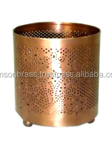 Porte-bougie décoratif Cercle Conception perforée Petit seau Bougeoir votif avec poignée en fil métallique Articles faits à la main - Product Image 3