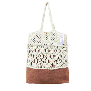 สไตล์ Boho Tote กระเป๋าสีขาวกระเป๋าถือ Macrame กระเป๋าชายหาด - Product Image 2