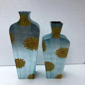 100% 手工制作天然漆花卉装饰花瓶花艺设计从越南
