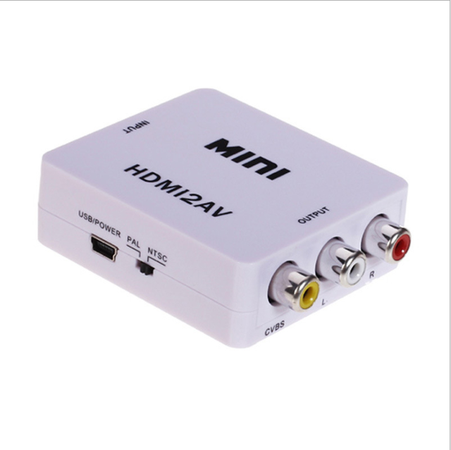 1080P Mini HDMI2AV Converter Box, Hdmi to 3 Rca Composite Av Video Audio Adapter Converter for TV PC