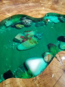 Luxe Meubels <span class=keywords><strong>Modern</strong></span> Design Live Edge Houten Blok Salontafel Gevuld Met Epoxyhars Bijzettafel, Bijzettafel - Product Image 4