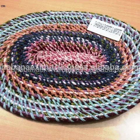 Fabulous Trendy Washable Bathroom Design Oval Multi Colour Entrance Door Mats Fabric Rope Mat High Quality Bath Mat from India