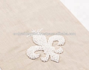 French Knot Hand Embroidery Natural Linen Dinner Napkins French Knot Napkins Cocktail Napkin - Product Image 3