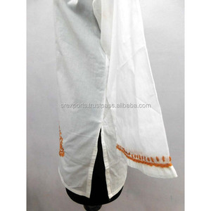 Tunique de poulet kurtis brodée à la main, blouse indienne pour femme blanche, - Product Image 2