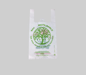 Printed Recyclable Shopping <b>Bags</b> HDPE Plastic T-Shirt Poly <b>Bags</b> for <b>Vegetables</b> Made in Vietnam with Custom Logo Side Gusset - Product Image 2
