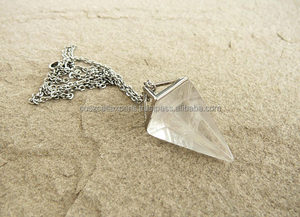 Customizable Vintage Style Stainless Steel Fashion <b>Jewelry</b> Clear Quartz Gemstone Pyramids Pendant & <b>Charms</b> - Product Image 5
