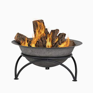 Cuenco de fuego al aire libre para quemar madera con soporte, pozo de fuego de hierro de metal desgastado con soporte - Product Image 1