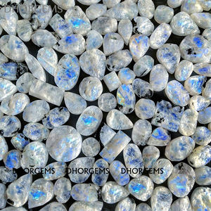 Cabochon en pierre de lune arc-en-ciel naturelle, pierre précieuse brute, fabrication de bijoux, bleu, arc-en-ciel, druse - Product Image 1