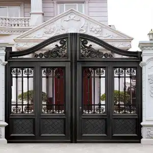Popular negro puertas correderas de hierro forjado puerta de la Casa de la parrilla de diseños - Product Image 1