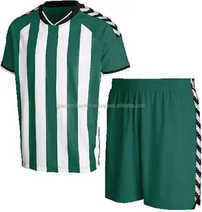 升华足球套装绿色白色contrastr条纹制服