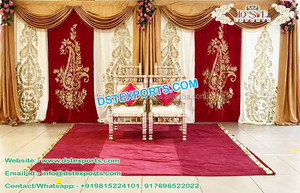 Mehndi Stage Zari Work telón de fondo cortinas inglés matrimonio recepción escenario decoración boda escenario telón de fondo Decoración - Product Image 6
