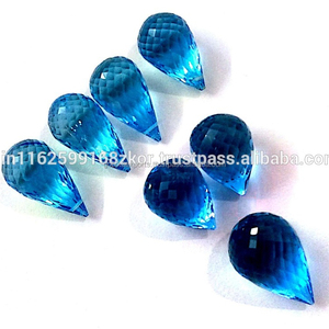 Briolette natural facetado suelto para Topacio Azul lágrima piedra preciosa 10x15mm terceros evaluados para la fabricación de joyas - Product Image 1